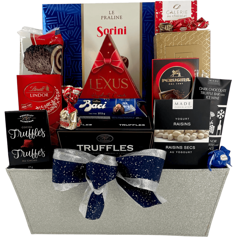 Decadent Delight Chocolate Gift Basket - Glitter Baskets - Chocolate Gift Baskets