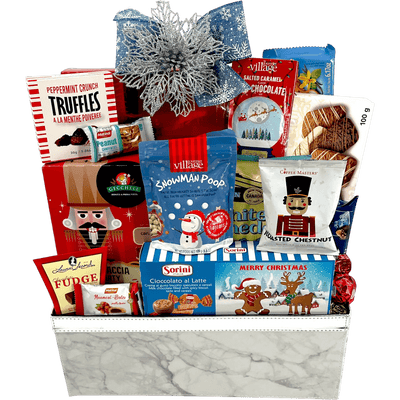 Delicious Christmas Treat Gift Basket - Elegant Holiday Indulgence - Glitter Baskets - Christmas Baskets