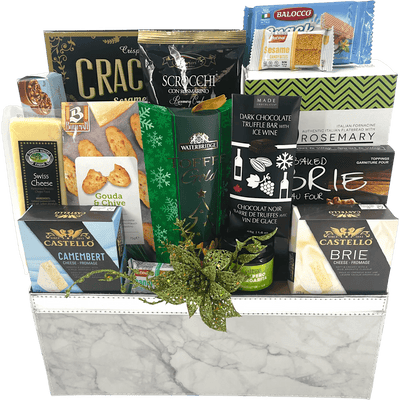 Deluxe Gourmet Cheese Delight - Glitter Baskets - Christmas Baskets