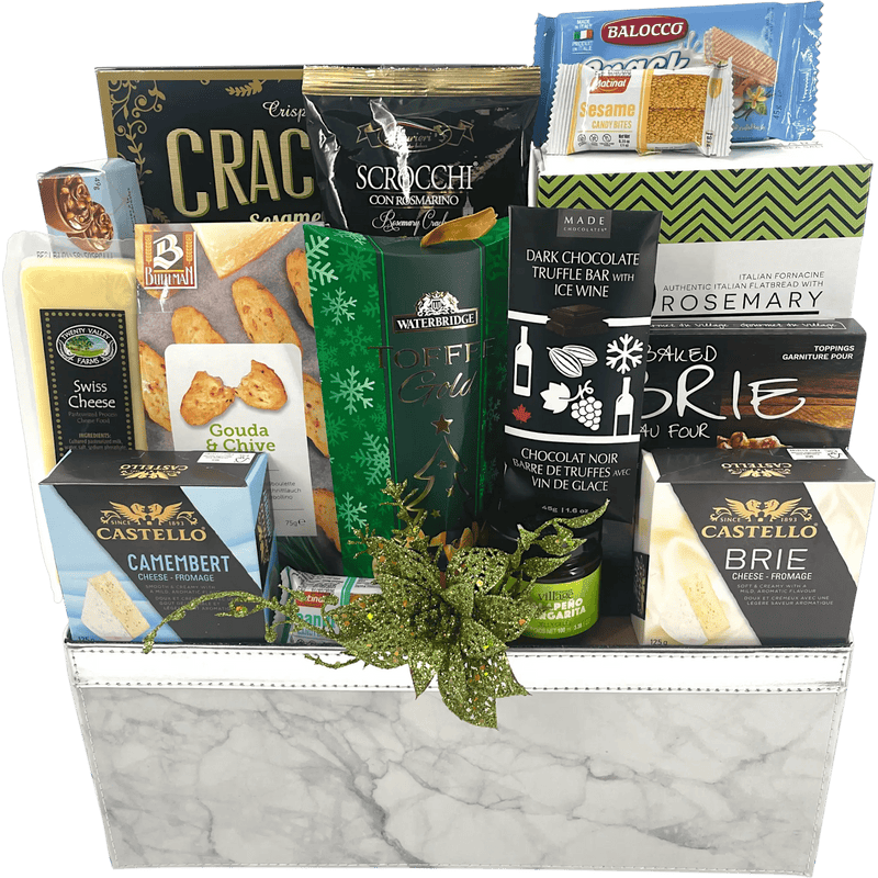 Deluxe Gourmet Cheese Delight - Glitter Baskets - Christmas Baskets