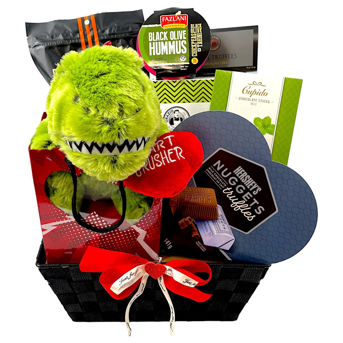 Dino Love Delight: Canada's Charming Valentine's Day Basket - Glitter Baskets - valentine's gift baskets