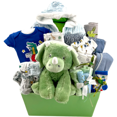 DinoPal Baby Gift Basket - Glitter Baskets -Baby Boy Gift Basket