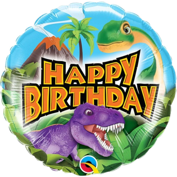 Dinosaur Happy Birthday Balloon 9 Inch Mylar - Glitter Baskets - Balloon