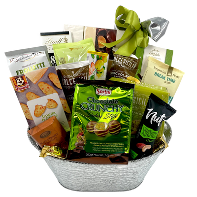 Dubai Crunch Meets Sicilian Almond Cookie Gift Set - Glitter Baskets -Chocolate Gift Baskets