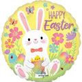 Easter Bunny and Flowers Balloon 9 Inch Mylar