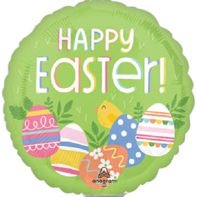 Easter Eggs & Chick Balloon 9 Inch Mylar - Glitter Baskets - Balloon