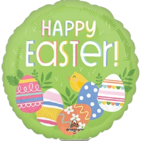 Easter Eggs & Chick Balloon 9 Inch Mylar - Glitter Baskets - Balloon
