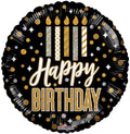 Black and Gold Candle Birthday Balloon