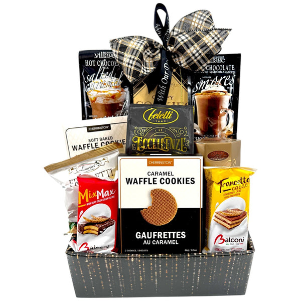 Elegant Comfort Gourmet Sympathy Gift Basket - Glitter Baskets - Sympathy Gift Baskets