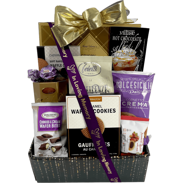 Elegant Comfort Gourmet Sympathy Gift Basket - Glitter Baskets - Sympathy Gift Baskets