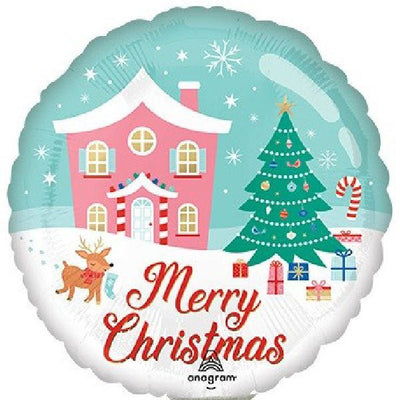 Enchanted Village: Merry Christmas 9 - Inch Mylar Foil Balloon - Glitter Baskets - Balloon