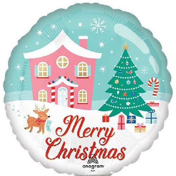 Enchanted Village: Merry Christmas 9 - Inch Mylar Foil Balloon - Glitter Baskets - Balloon