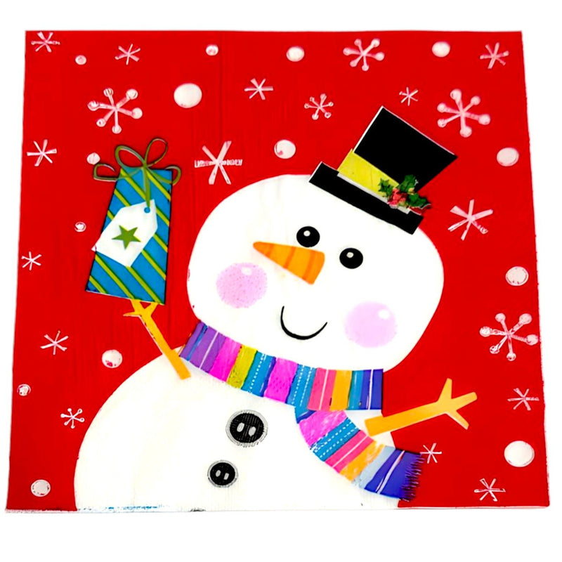 Enchanting Snowman - Themed Napkins - Glitter Baskets - 