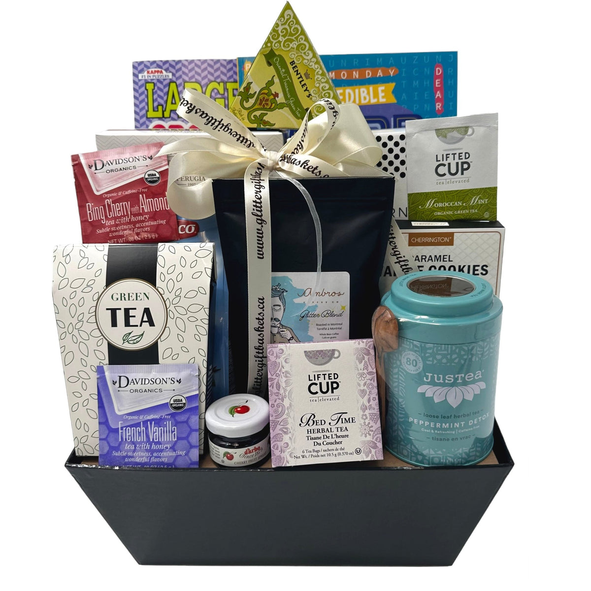 Epicurean Odyssey: The Ultimate Tea & Treats Luxe Basket - Glitter Baskets - Tea Basket