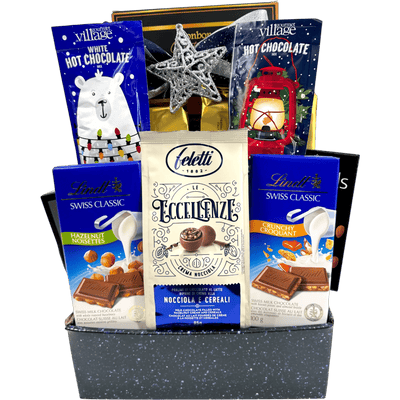 European Chocolate Holiday Gift Collection - Glitter Baskets - Christmas Baskets