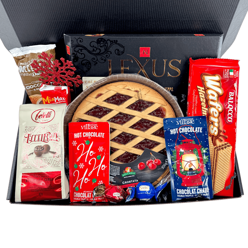 Festive Pie and Chocolate Sweets Gift Box - Glitter Baskets - Christmas Baskets