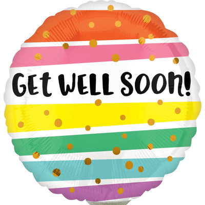 Get Well Soon Balloon 9 Inch Mylar - Glitter Baskets - Balloon