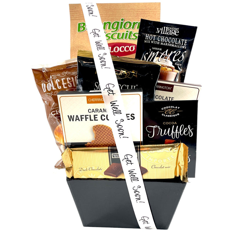 Get Well Soon Gift Basket with Italian Gourmet Treats - Glitter Baskets - Get Well Soon Basket