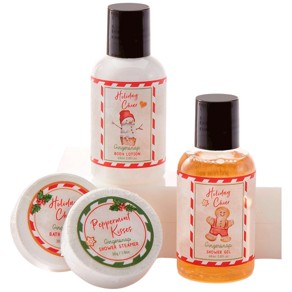 Gingersnap Holiday Bath Gift Set in Gingerbread House Packaging - Glitter Baskets - 