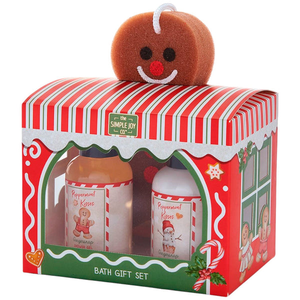 Gingersnap Holiday Pampering Gift Set with Gingerbread Sponge - Glitter Baskets - 
