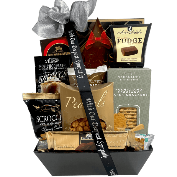 Golden Embrace: Gourmet Chocolate Sympathy Basket