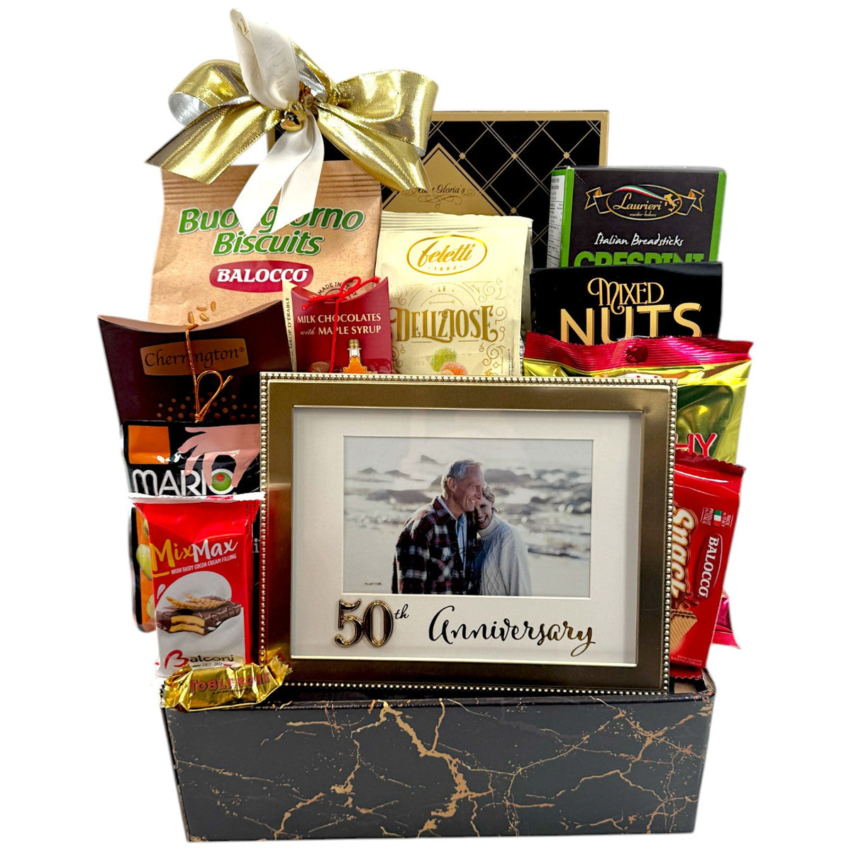 Golden Memories - 50th Anniversary Gift Basket - Glitter Baskets - Gift Baskets