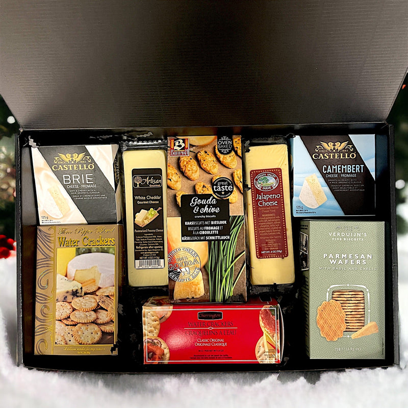 Gourmet Cheese Connoisseur: Luxury Cheese Lovers Gift Box - Glitter Baskets - Christmas Baskets