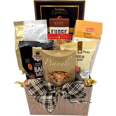 Gourmet Chocolate and Premium Nuts Gift Basket - Glitter Baskets -Chocolate Gift Baskets