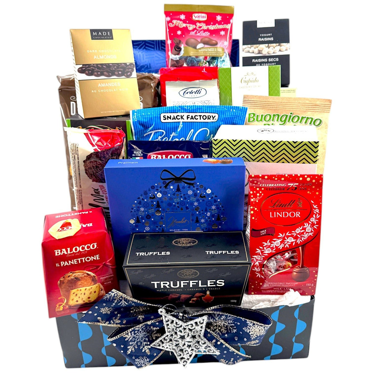 Gourmet Holiday Sharing Basket for Teams and Gatherings - Glitter Baskets - Christmas Baskets