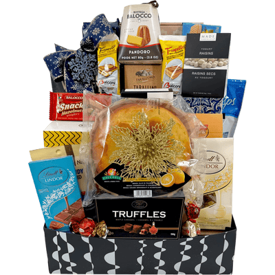 Gourmet Holiday Sharing Basket for Teams and Gatherings - Glitter Baskets - Christmas Baskets