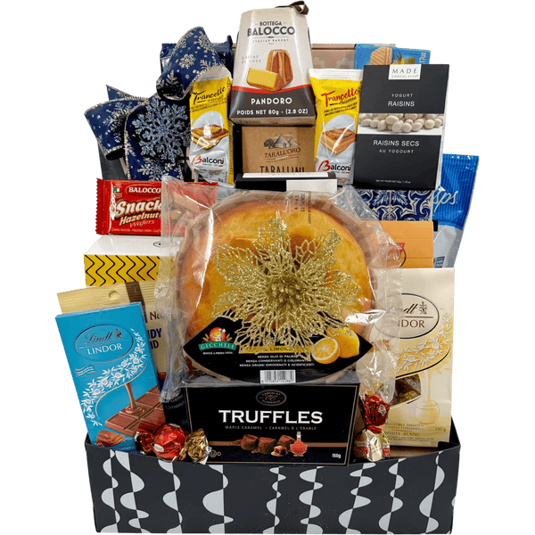Gourmet Holiday Sharing Basket for Teams and Gatherings - Glitter Baskets - Christmas Baskets