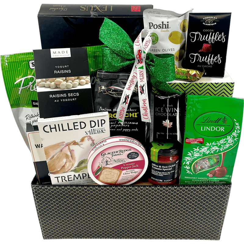 Gourmet Splendour Gift Basket – Chocolate, Cheese & Savoury Delights - Glitter Baskets - Christmas Baskets