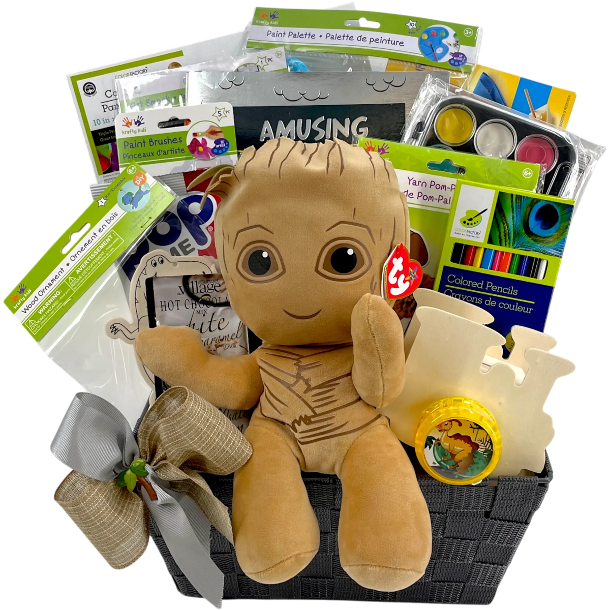 Groot Plush and Paint Studio Kids Gift Basket