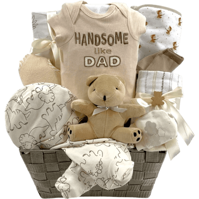 Handsome Like Dad Baby Boy Gift Basket - Glitter Baskets -Baby Boy Gift Basket