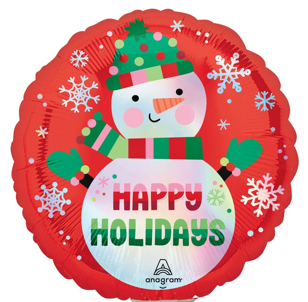 Happy Holidays Snowman 9 Inch Mylar Balloon - Glitter Baskets - 