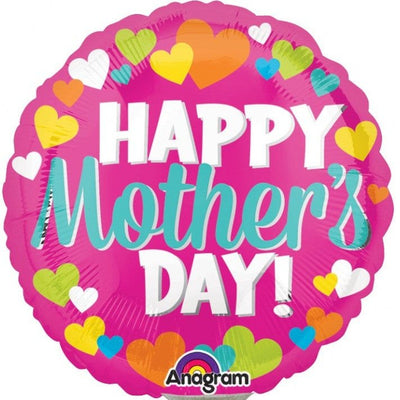 Happy Mother's Day Rainbow Hearts Foil Balloon – 9" Air - Filled - Glitter Baskets - Balloon