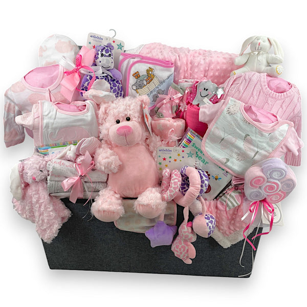 Heavenly Baby Girl Treasure Chest - Glitter Baskets - Baby Girl Gift Basket