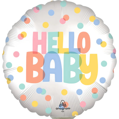 Hello Baby Balloon 9 Inch Mylar - Glitter Baskets - Balloon