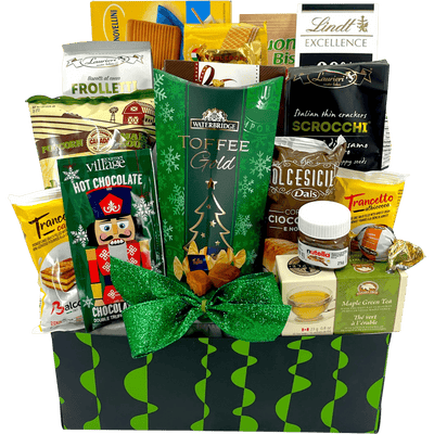 Holiday Basket of Sweets - Italian Chocolates & Gourmet Treats Christmas Gift Basket - Glitter Baskets - Christmas Baskets