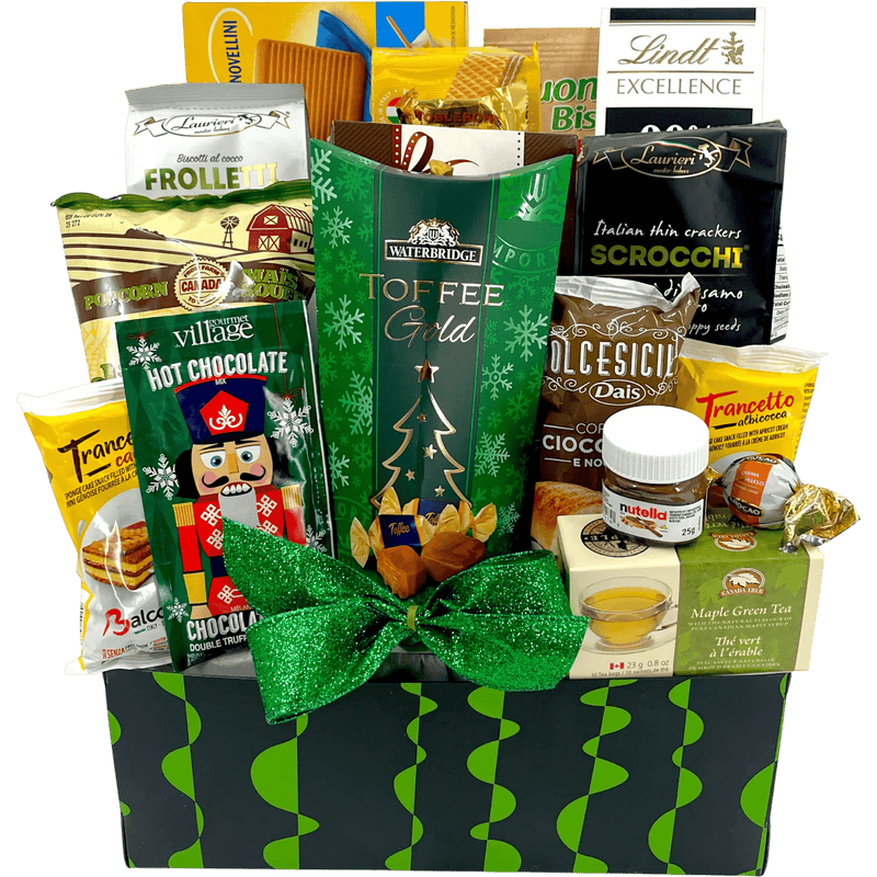 Holiday Basket of Sweets - Italian Chocolates & Gourmet Treats Christmas Gift Basket - Glitter Baskets - Christmas Baskets