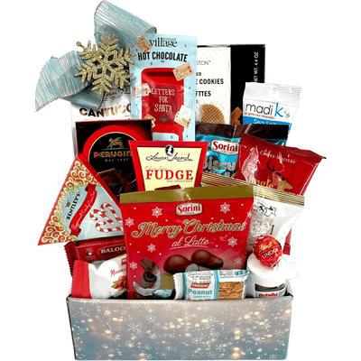Holiday Snacks - Savory & Sweet Gourmet Treats Christmas Gift Basket - Glitter Baskets - Christmas Baskets