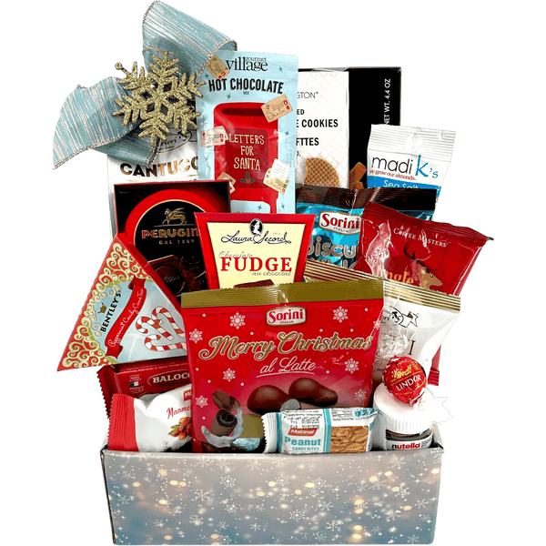 Holiday Snacks - Savory & Sweet Gourmet Treats Christmas Gift Basket - Glitter Baskets - Christmas Baskets