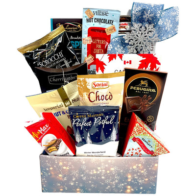 Holiday Snacks - Savory & Sweet Gourmet Treats Christmas Gift Basket - Glitter Baskets - Christmas Baskets