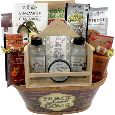 Home Sweet Home Maple Truffle and Biscotti Gift Basket - Glitter Baskets -Housewarming Gift Baskets