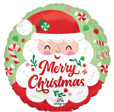 Jolly Santa Merry Christmas 9 Inch Mylar Balloon - Glitter Baskets - 