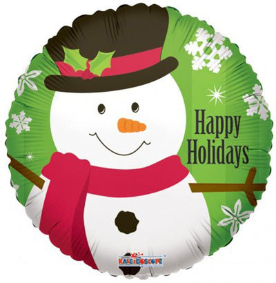 Joyful Snowman: 9 - Inch Happy Holidays Mylar Foil Balloon - Glitter Baskets - Balloon