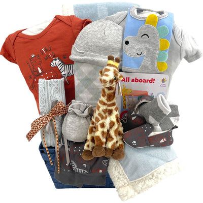 Lil Giraffe Baby Basket - Glitter Baskets - Baby Boy Gift Basket