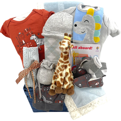Lil Giraffe Baby Basket - Glitter Baskets -Baby Boy Gift Basket