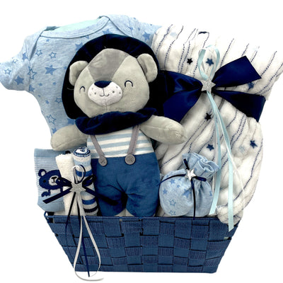 Lil Teddy Arrival Boy – The Perfect Baby Boy Gift Basket - Glitter Baskets - Baby Boy Gift Basket
