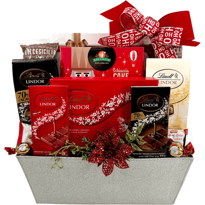 Lindt Chocolate Indulgence Christmas Gift Basket - Glitter Baskets - Christmas Baskets